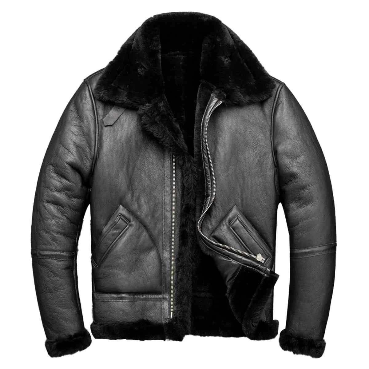 Men's Genuine Lambskin Sherpa Shearling B3 Bomber Jacket