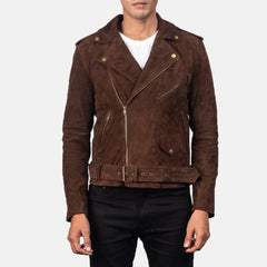 Qumas Mocha Suede Biker Jacket real leather