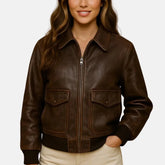 Isla Brown Leather Bomber state leather