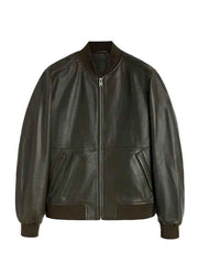 Men Classic Bomber Leather Jacket