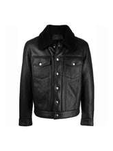 Black Leather Trucker Jacket For Men
