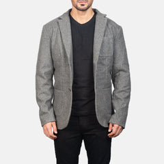 Suros Grey Leather Blazer Jacket