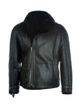 Pure Black B3 Shearling Bomber Leather Jacket – Front View