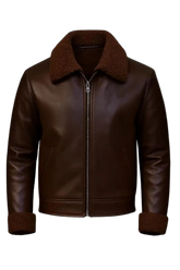 Brown Bomber Jacket real leather