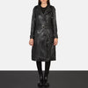 Mapis Black Leather Hooded Coat Jacket
