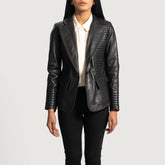 Takas Black Leather Blazer Jacket state leather