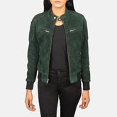 Kalian Green Suede Bomber Jacket