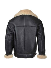 Women's Black B3 Shearling Bomber Leather Jacket – Back View