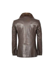 Back view of Brown Shearling Leather Coat