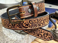Horse leather belt worn on waist