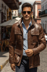 Monarch Biker Leather Jacket state leather