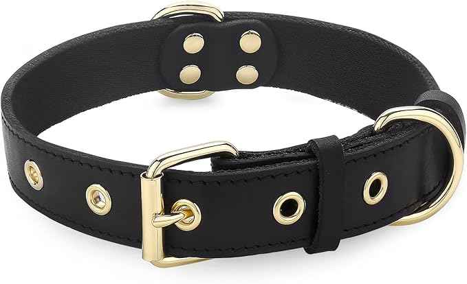 Dog Collar,Genuine Leather Dog Collar for Small,Large,Medium Dogs, Heavy Duty Dog Collars Tactical Dog Collars for Hiking,Training and Outdoor Activities