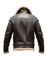 Flight Leather Jacket with Fur Collar – Front View