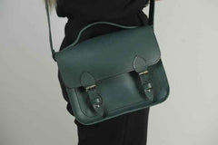 Interior view of green Genuine Leather Tote Bag