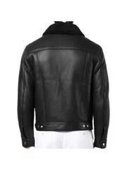Black Leather Trucker Jacket For Men