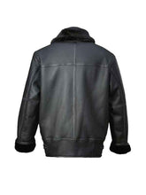 Men Black Aircraft Shearling Bomber Leather Jacket