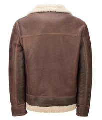 Mens Light Brown Shearling Aviator Jacket