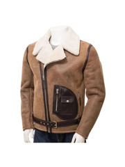 Men’s Brown Sheepskin Biker Jacket