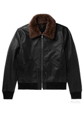 Mens Black Bomber Shearling Jacket