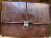 Men's Brown Leather Office Bag – Front View