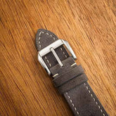 Close-up of suede leather watch strap for men and women