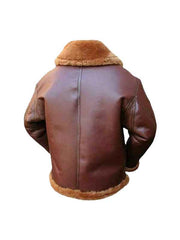 Back view of Unisex Brown Bomber Belted Leather Jacket