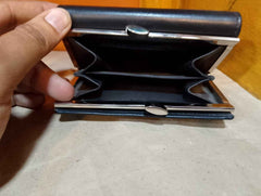 Inside view of Women’s Black Leather Purse Wallet