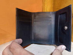 Side view of Women’s Black Leather Purse Wallet