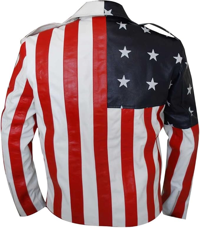 American Flag Leather Biker Jacket