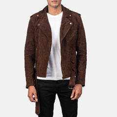 Qumas Mocha Suede Biker Jacket real leather