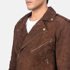Qumas Mocha Suede Biker Jacket real leather