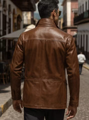 Monarch Biker Leather Jacket state leather