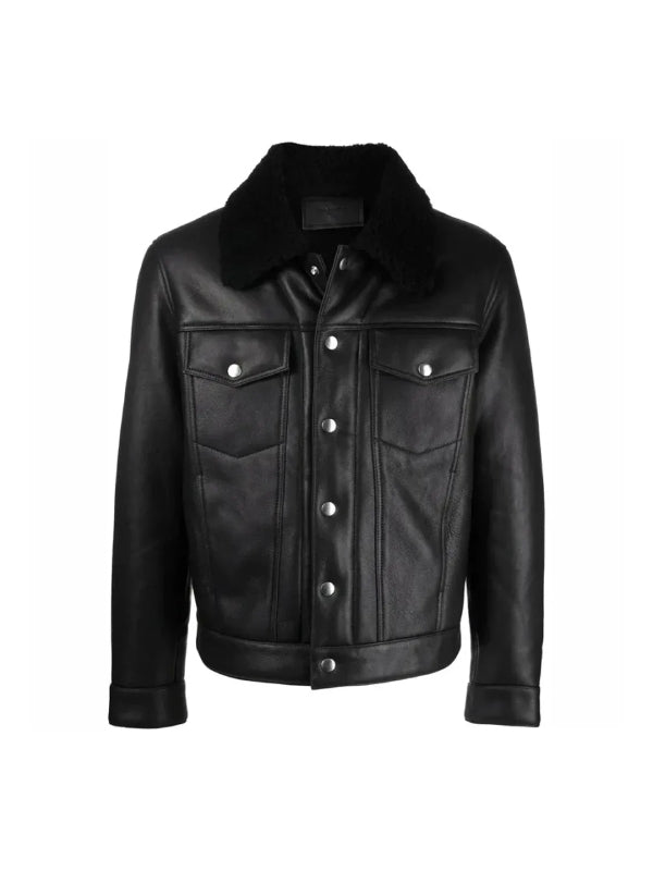 Black Leather Trucker Jacket