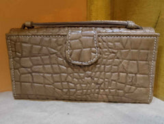 CROCODILE LEATHER BROWN WALLET FOR WOMEN