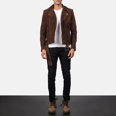 Qumas Mocha Suede Biker Jacket real leather