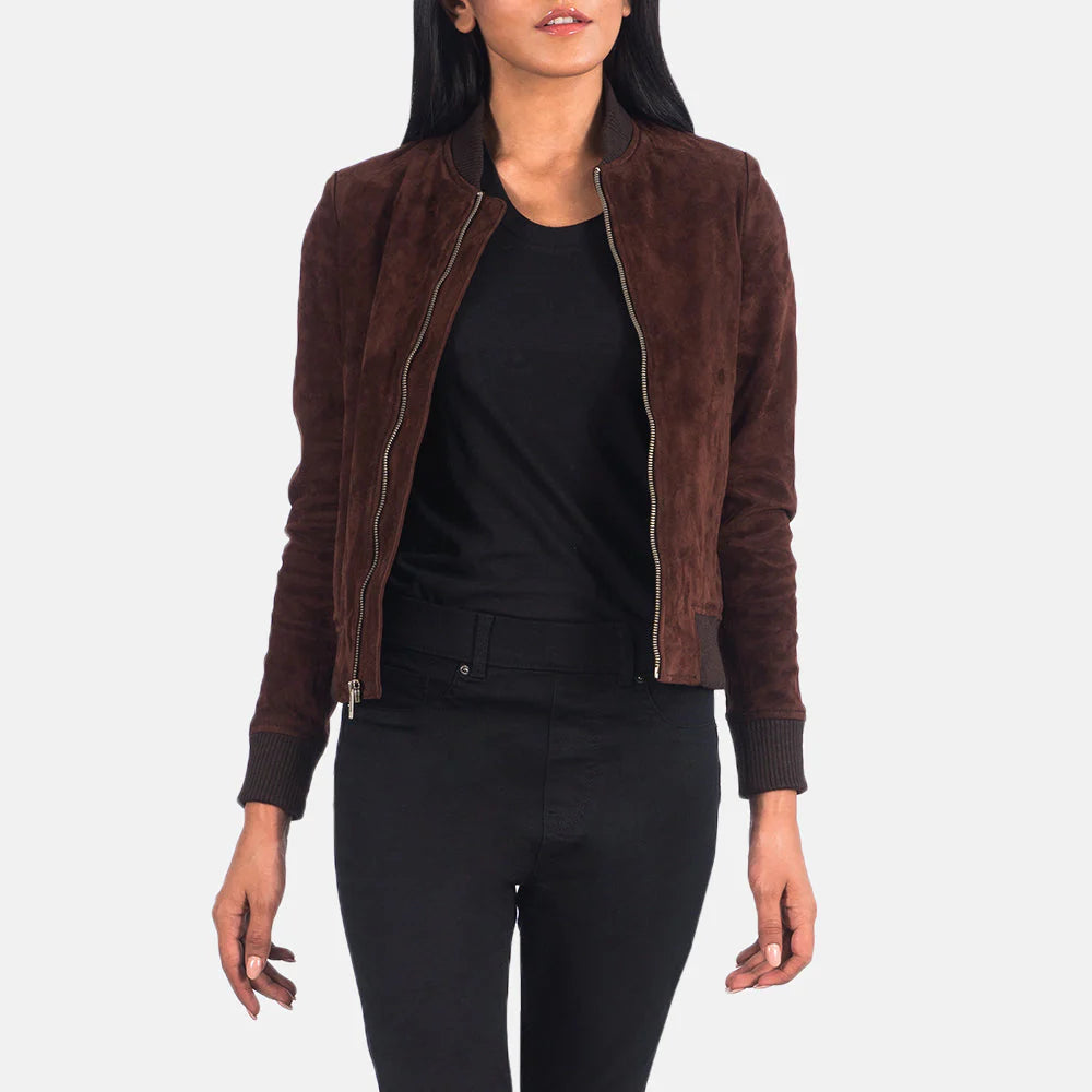 Nadas Brown Suede Bomber Jacket