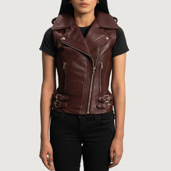 Makus Maroon Leather Biker Jacket