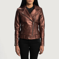 Silen Maroon Leather Biker Jacket