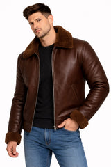 Brown Bomber Jacket real leather