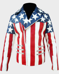 American Flag Leather Biker Jacket