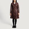 Xanen Maroon Leather Coat Jacket