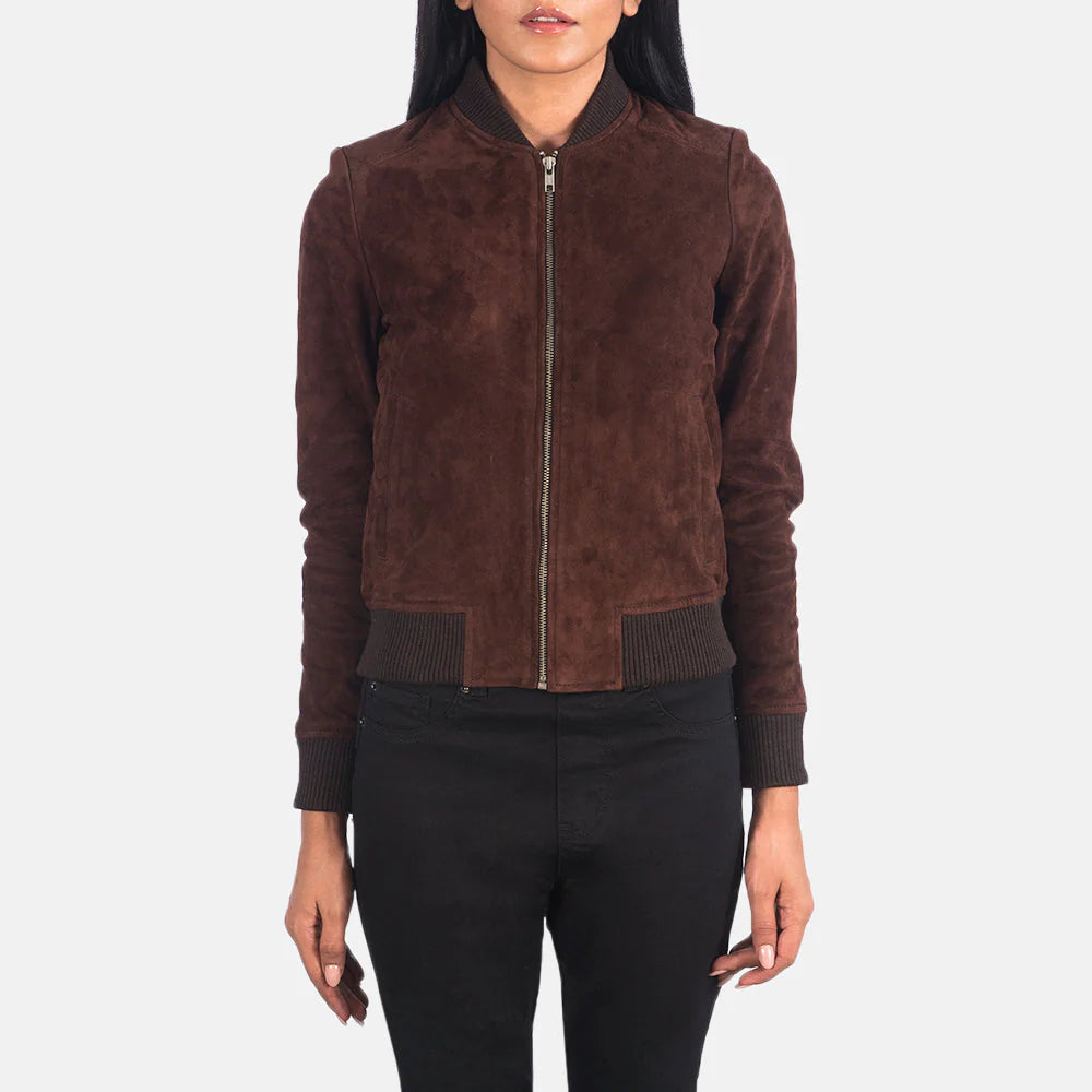 Nadas Brown Suede Bomber Jacket