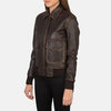 Vition Brown Leather Bomber Jacket