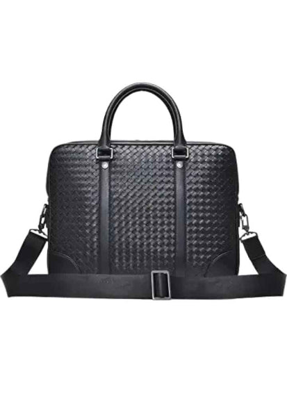 laptop woven leather bag