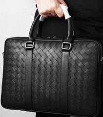 laptop woven leather bag