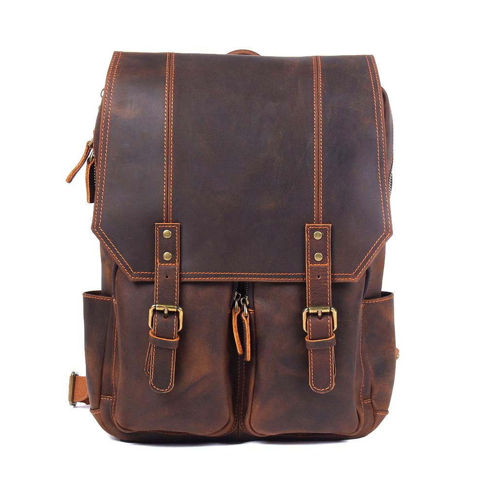 Journey Brown Leather Rucksack real leather
