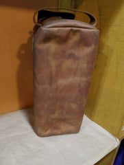 Closed view of Brown Leather Toiletry Bag