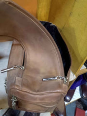 Inside view of Brown Leather Toiletry Bag