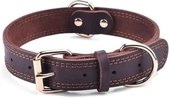 Genuine Leather Dog Collar, Heavy Duty Wide Dog Collar for Small,Medium, Large
