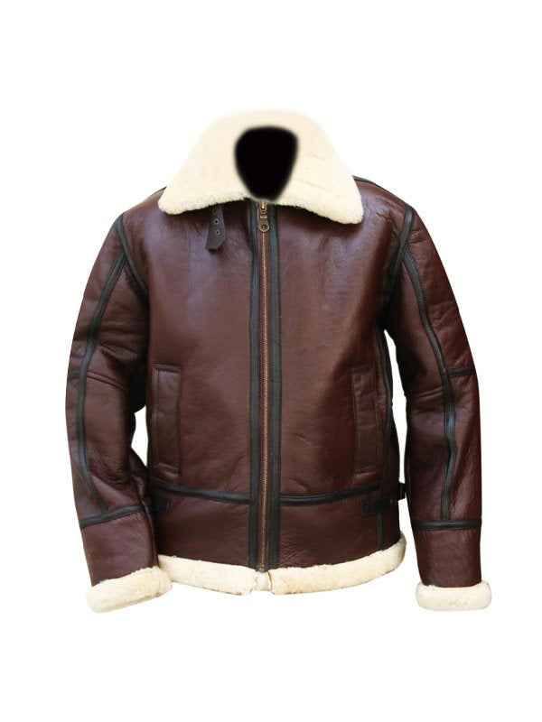 B3 RAF Aviator Pilot Flight WWII Shearling Bomber Jacket
